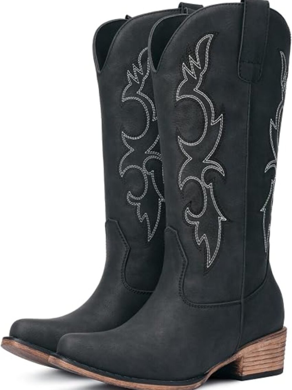 Cowboy Boots for Women - Mid Calf Cowgirl Boots Western Chunky Heel Pointed Toe